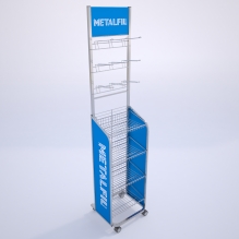 floor stand with 4 shelves and 9 hooks